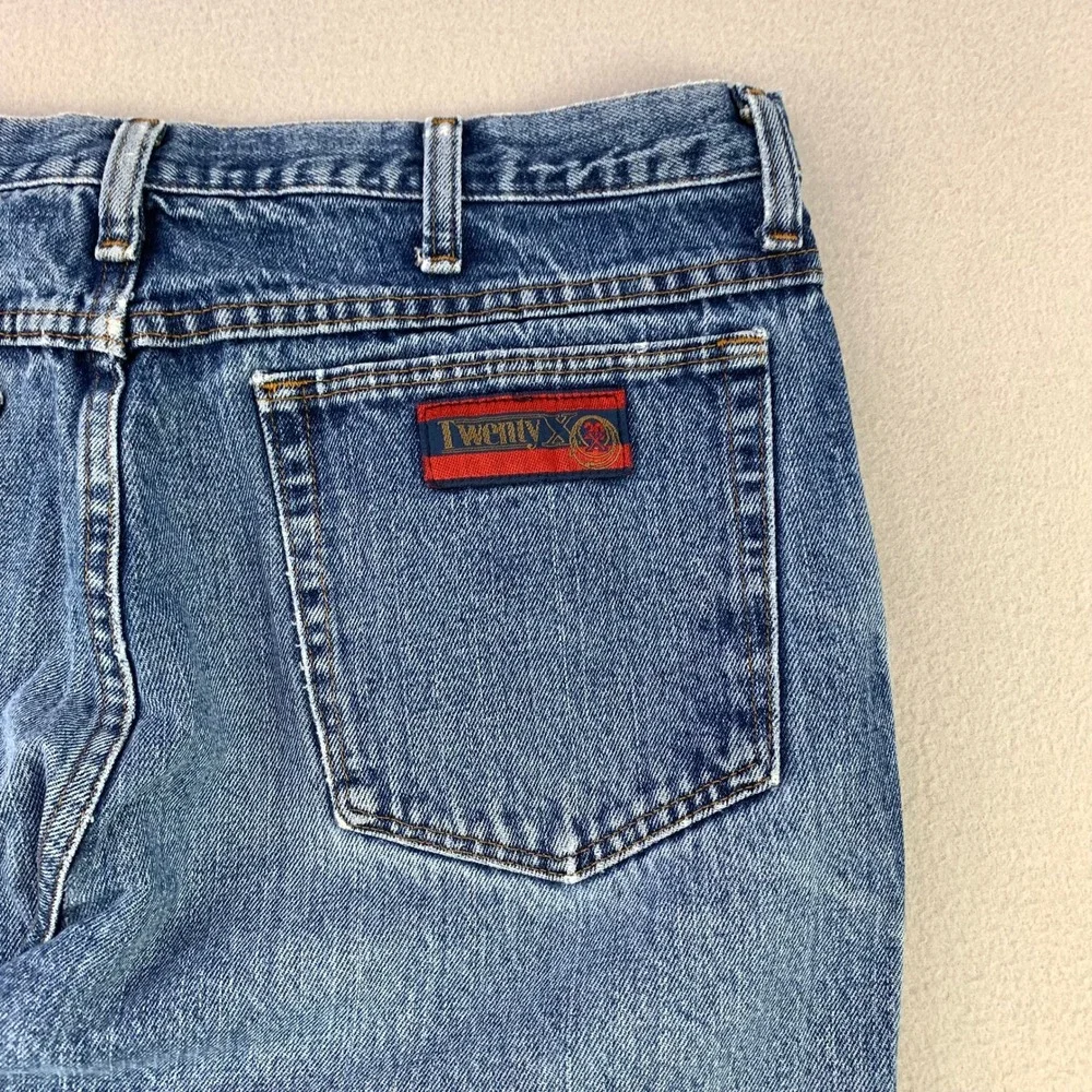 Twenty X Jeans Mens 36x30 Blue Distressed Denim Bootcut Retro Worwkear Faded